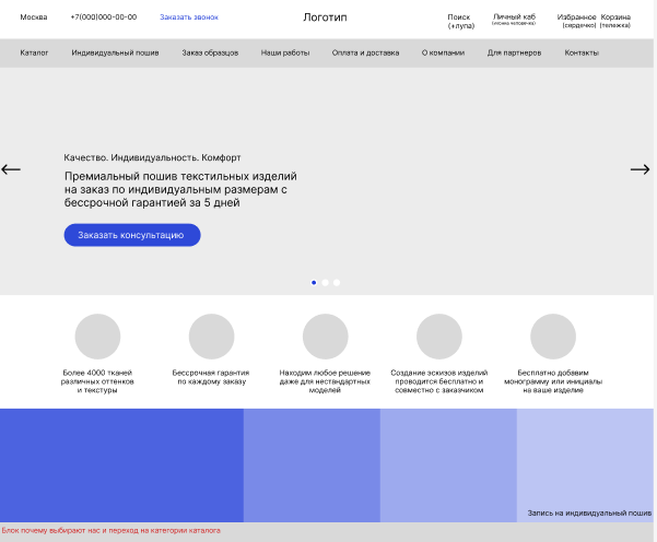 Прототип главной страницы trendytextile.ru